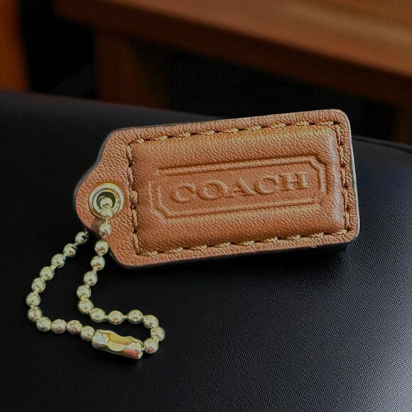 Coach Accessories - Coach Dark Saddle Brown Leather Key Fob Bag Charm Key Chain